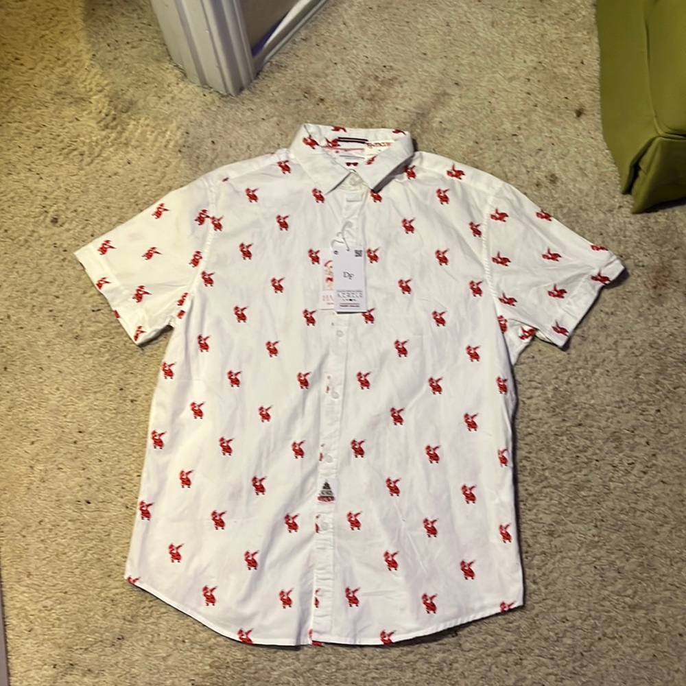 Santa “dabbing” clause button down short sleeve